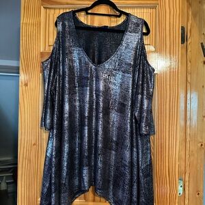 Roaman's Black and silver sparkly Tunic Top